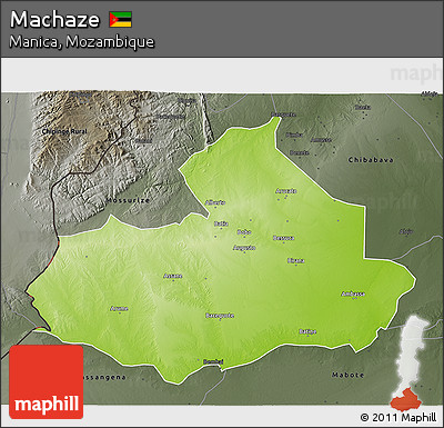 Physical 3D Map of Machaze, darken, semi-desaturated