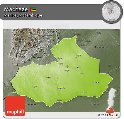 Physical 3D Map of Machaze, darken, semi-desaturated