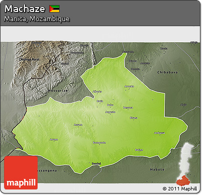Physical 3D Map of Machaze, darken, semi-desaturated