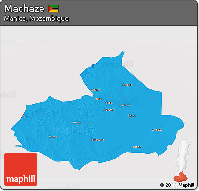 Political 3D Map of Machaze, cropped outside