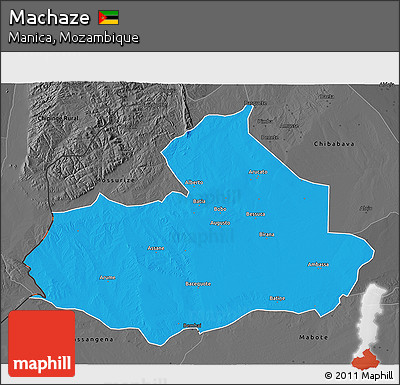 Political 3D Map of Machaze, darken, desaturated
