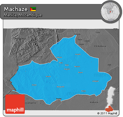 Political 3D Map of Machaze, darken, desaturated