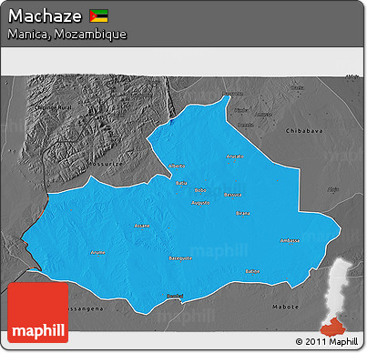 Political 3D Map of Machaze, darken, desaturated