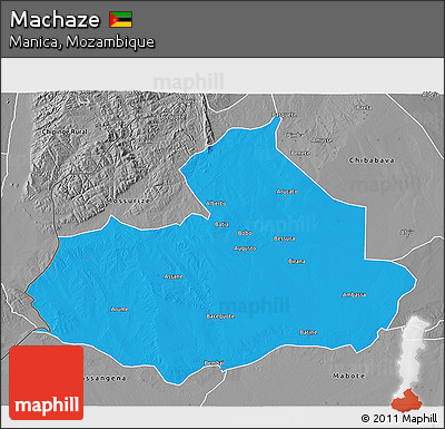 Political 3D Map of Machaze, desaturated
