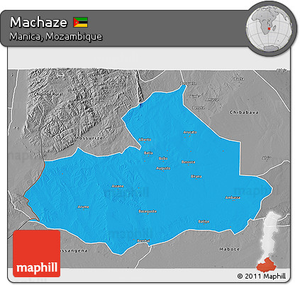 Political 3D Map of Machaze, desaturated