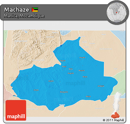 Political 3D Map of Machaze, lighten