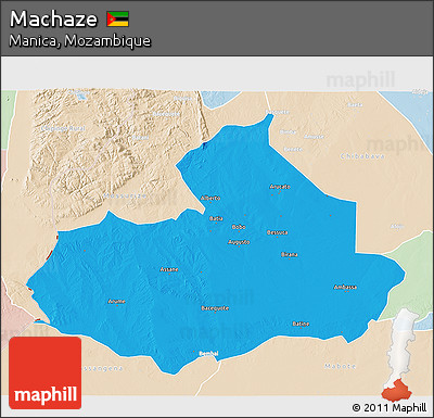 Political 3D Map of Machaze, lighten