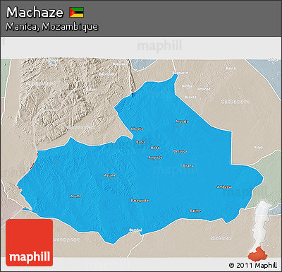 Political 3D Map of Machaze, lighten, semi-desaturated