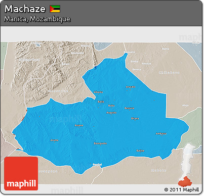 Political 3D Map of Machaze, lighten, semi-desaturated
