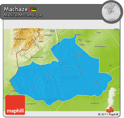 Political 3D Map of Machaze, physical outside