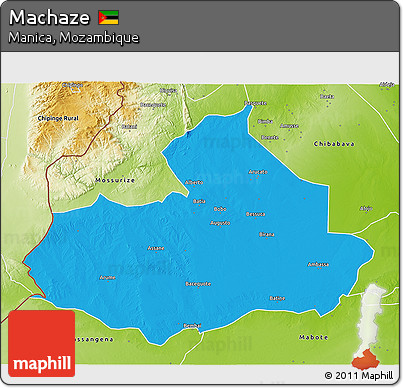 Political 3D Map of Machaze, physical outside