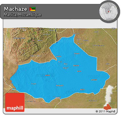 Political 3D Map of Machaze, satellite outside