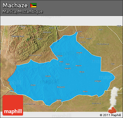 Political 3D Map of Machaze, satellite outside