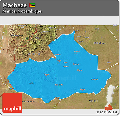 Political 3D Map of Machaze, satellite outside