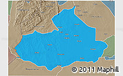 Political 3D Map of Machaze, semi-desaturated