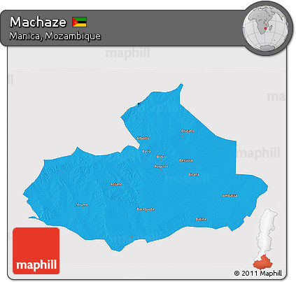 Political 3D Map of Machaze, single color outside