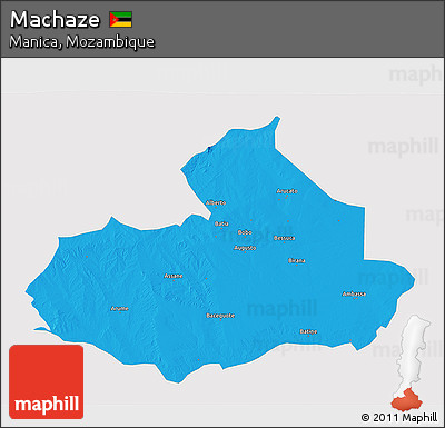 Political 3D Map of Machaze, single color outside
