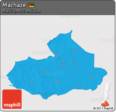Political 3D Map of Machaze, single color outside
