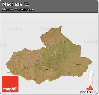 Satellite 3D Map of Machaze, cropped outside