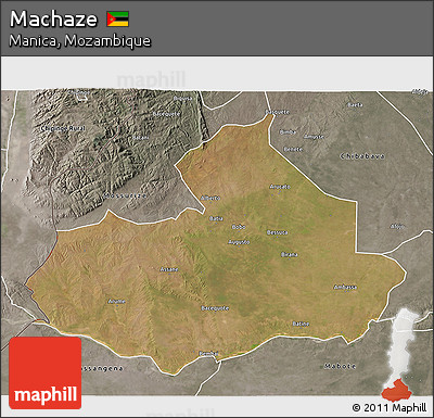 Satellite 3D Map of Machaze, semi-desaturated