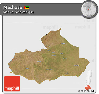 Satellite 3D Map of Machaze, single color outside
