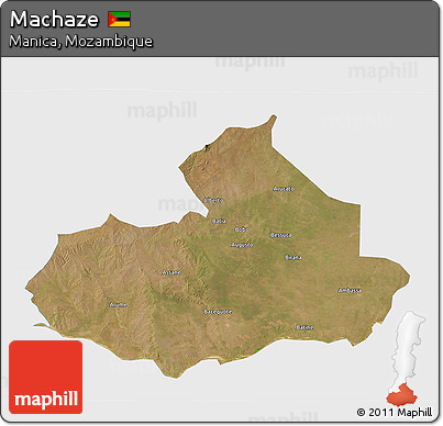 Satellite 3D Map of Machaze, single color outside