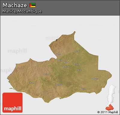 Satellite 3D Map of Machaze, single color outside