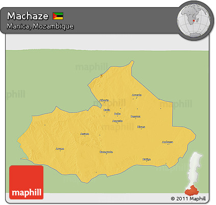 Savanna Style 3D Map of Machaze, single color outside