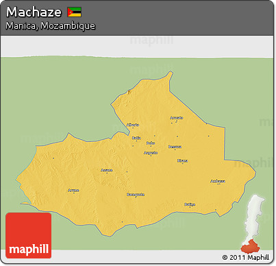 Savanna Style 3D Map of Machaze, single color outside
