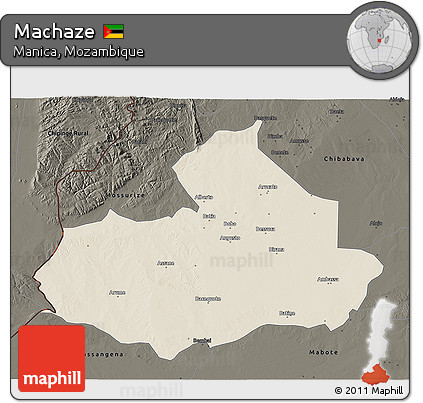 Shaded Relief 3D Map of Machaze, darken