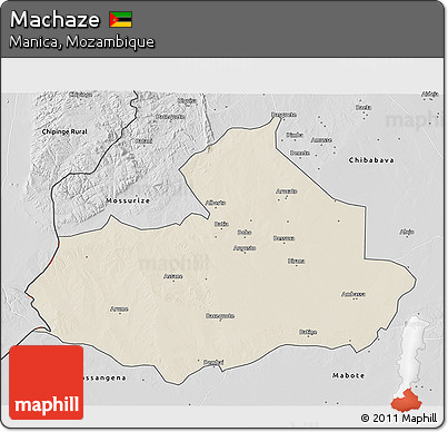 Shaded Relief 3D Map of Machaze, desaturated