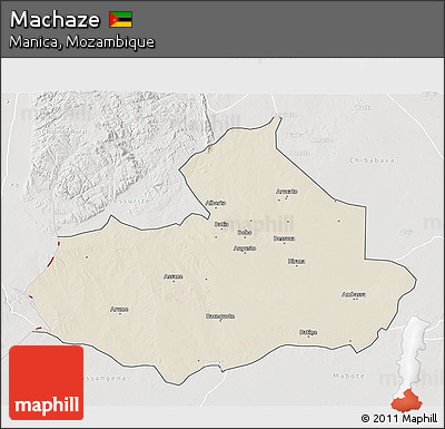 Shaded Relief 3D Map of Machaze, lighten, semi-desaturated
