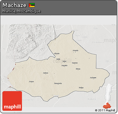 Shaded Relief 3D Map of Machaze, lighten, semi-desaturated