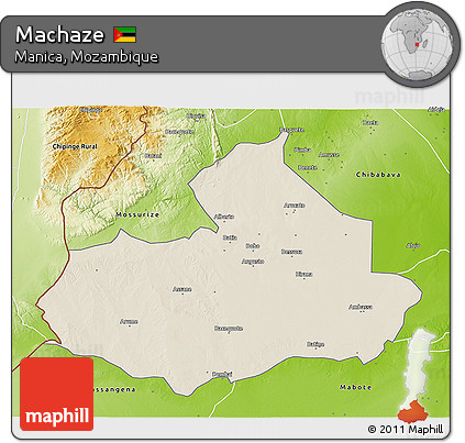 Shaded Relief 3D Map of Machaze, physical outside