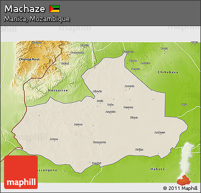 Shaded Relief 3D Map of Machaze, physical outside