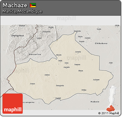 Shaded Relief 3D Map of Machaze, semi-desaturated