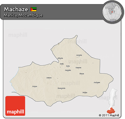 Shaded Relief 3D Map of Machaze, single color outside