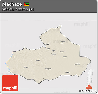 Shaded Relief 3D Map of Machaze, single color outside