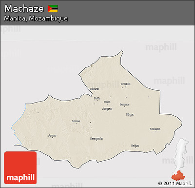 Shaded Relief 3D Map of Machaze, single color outside