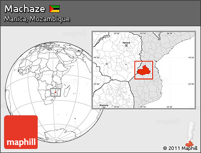 Blank Location Map of Machaze, highlighted country