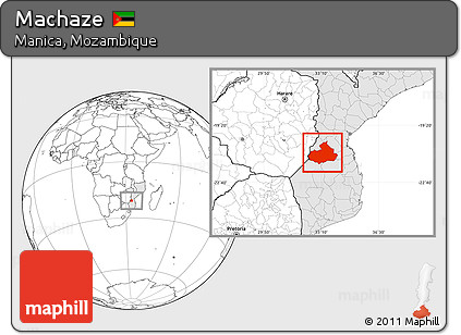 Blank Location Map of Machaze, highlighted country
