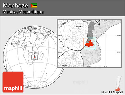 Blank Location Map of Machaze, highlighted country, highlighted parent region