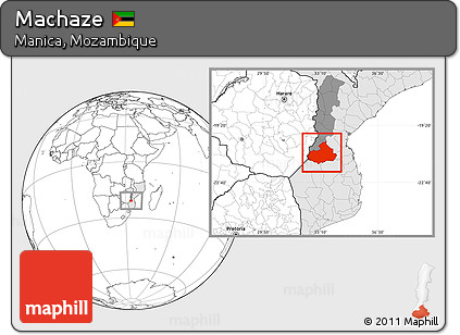 Blank Location Map of Machaze, highlighted country, highlighted parent region