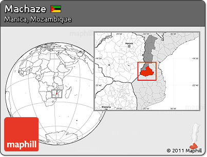 Blank Location Map of Machaze, highlighted country, highlighted parent region