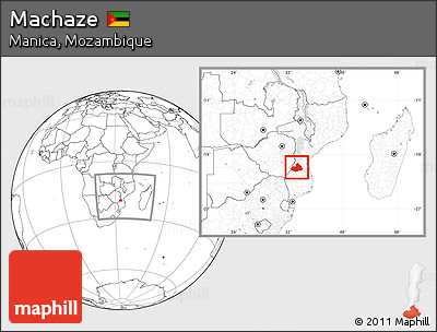 Blank Location Map of Machaze, highlighted parent region, within the entire country