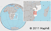 Gray Location Map of Machaze, highlighted country, within the entire country