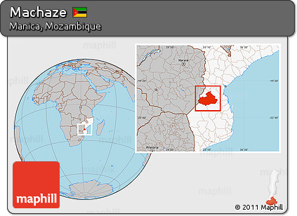 Gray Location Map of Machaze, highlighted country