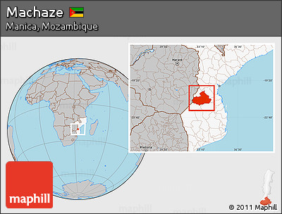 Gray Location Map of Machaze, highlighted country