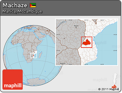 Gray Location Map of Machaze, highlighted country