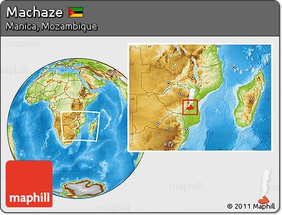 Physical Location Map of Machaze, highlighted parent region, within the entire country
